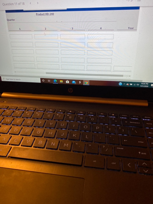 follows. Unit Sales Product Quarter 1 Quarter 2 26210 X0-103 22580 X0-104