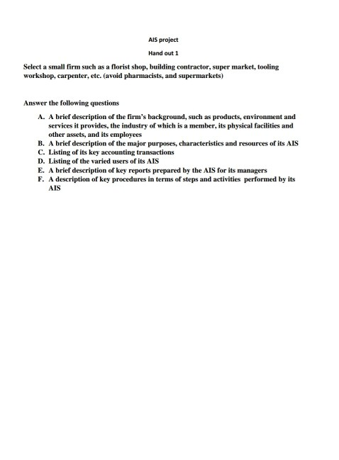  Can you help me and solution the project? Als project Hand