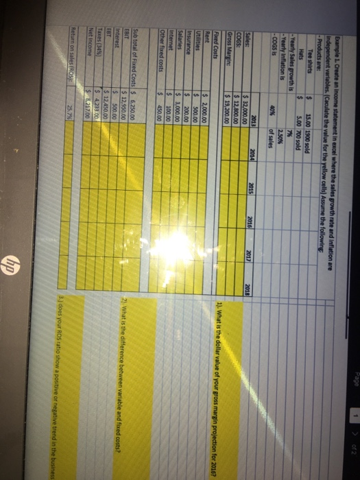  Bample 1. Create an income statement in excel where the sales