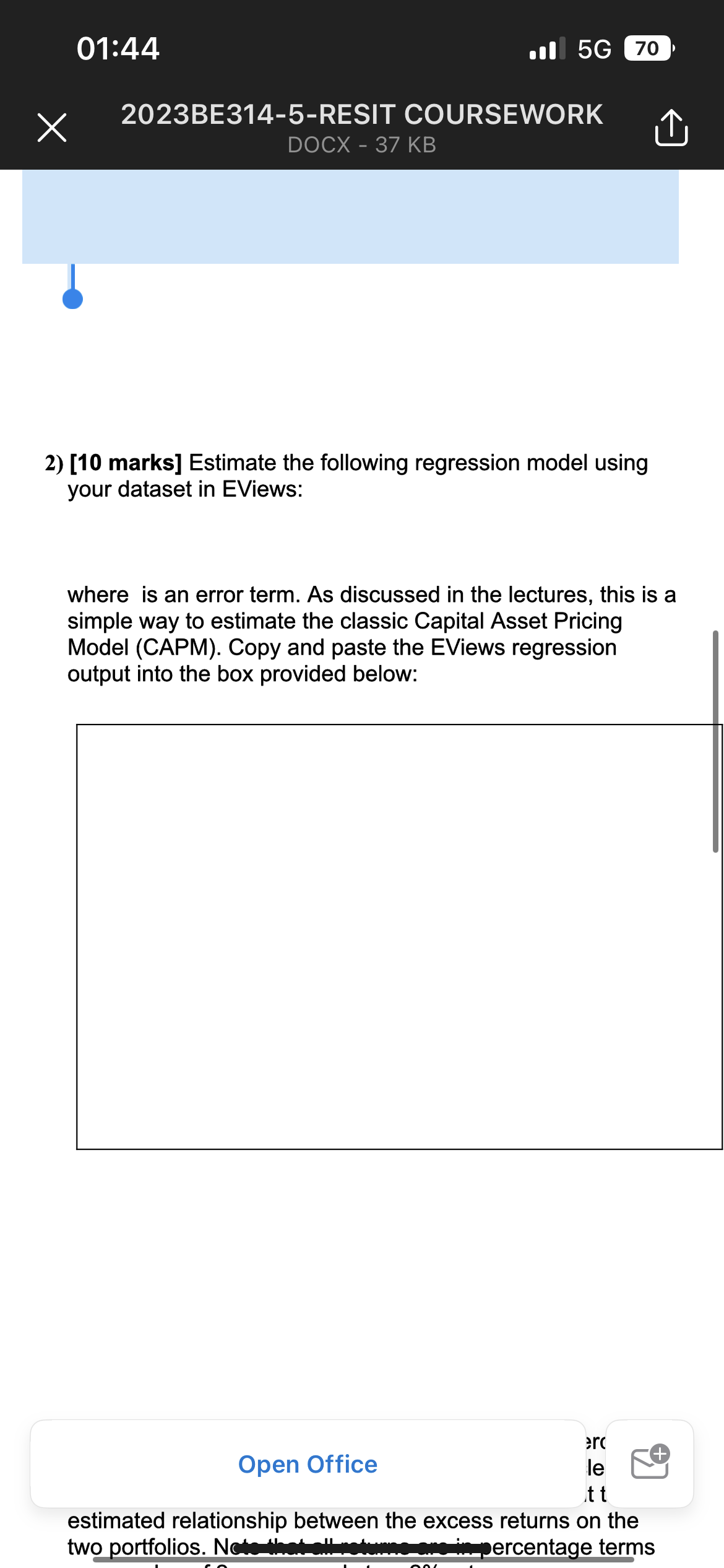 10 marks] Estimate the following regression model using your dataset in EViews: