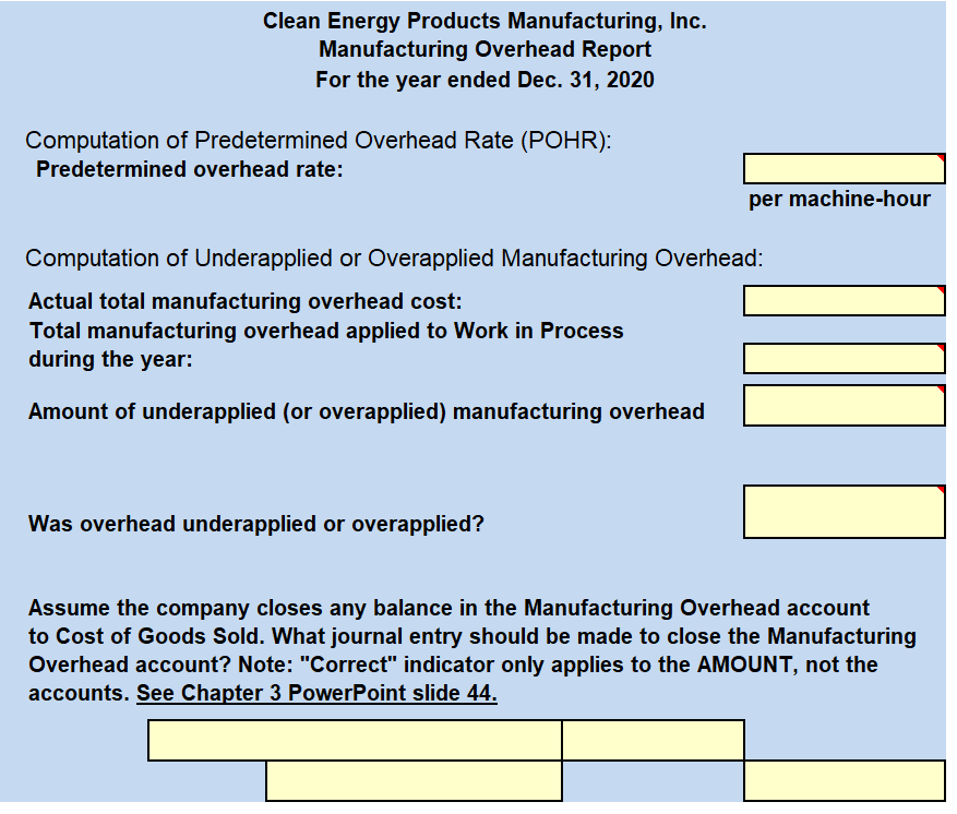 Excel Lab 2 This company applies manufacturing overhead on the basis of