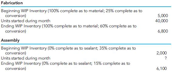 WA & FIFO EUP; two departments Baum Co. has two processing departments: