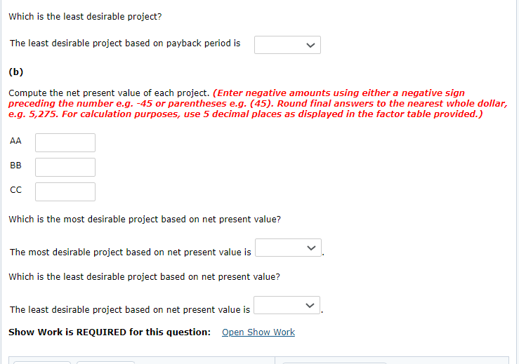 an equipment investment of $23,320. Each project will last for 3 years