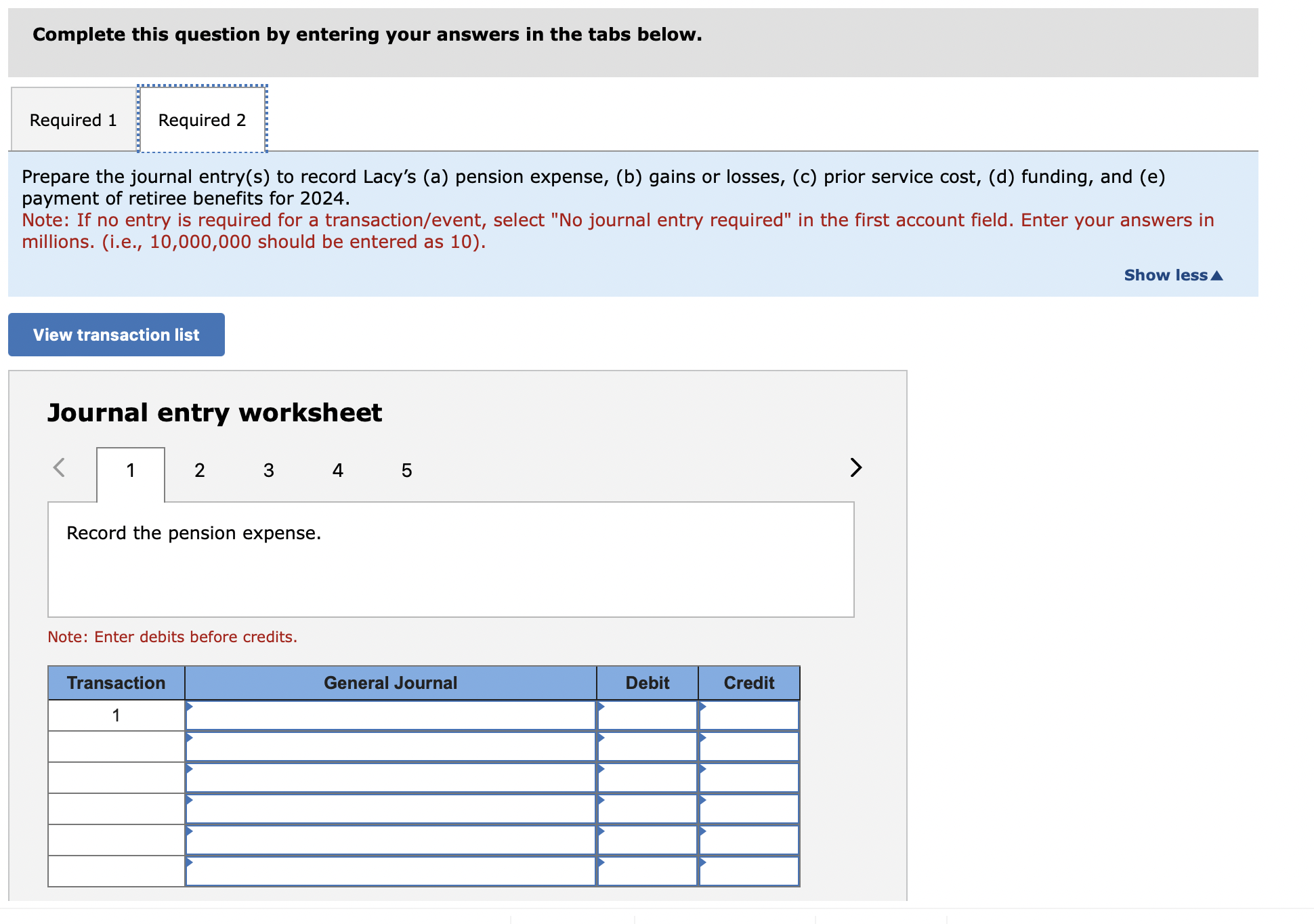 2024, Lacy received the following information: Projected Benefit Obligation ($ in millions)
