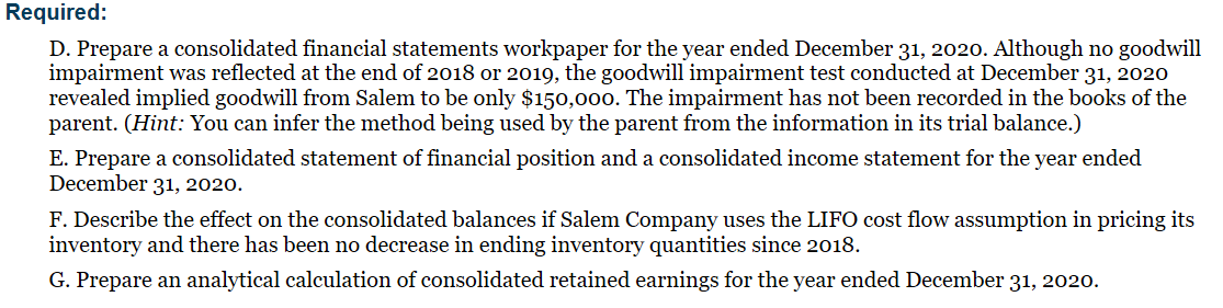 the year ended December 31, 2018. (It is not necessary to prepare