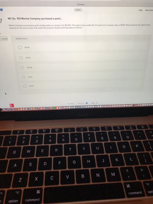  Help Save& E MC Qu. 103 Marlow Company purchased a point..