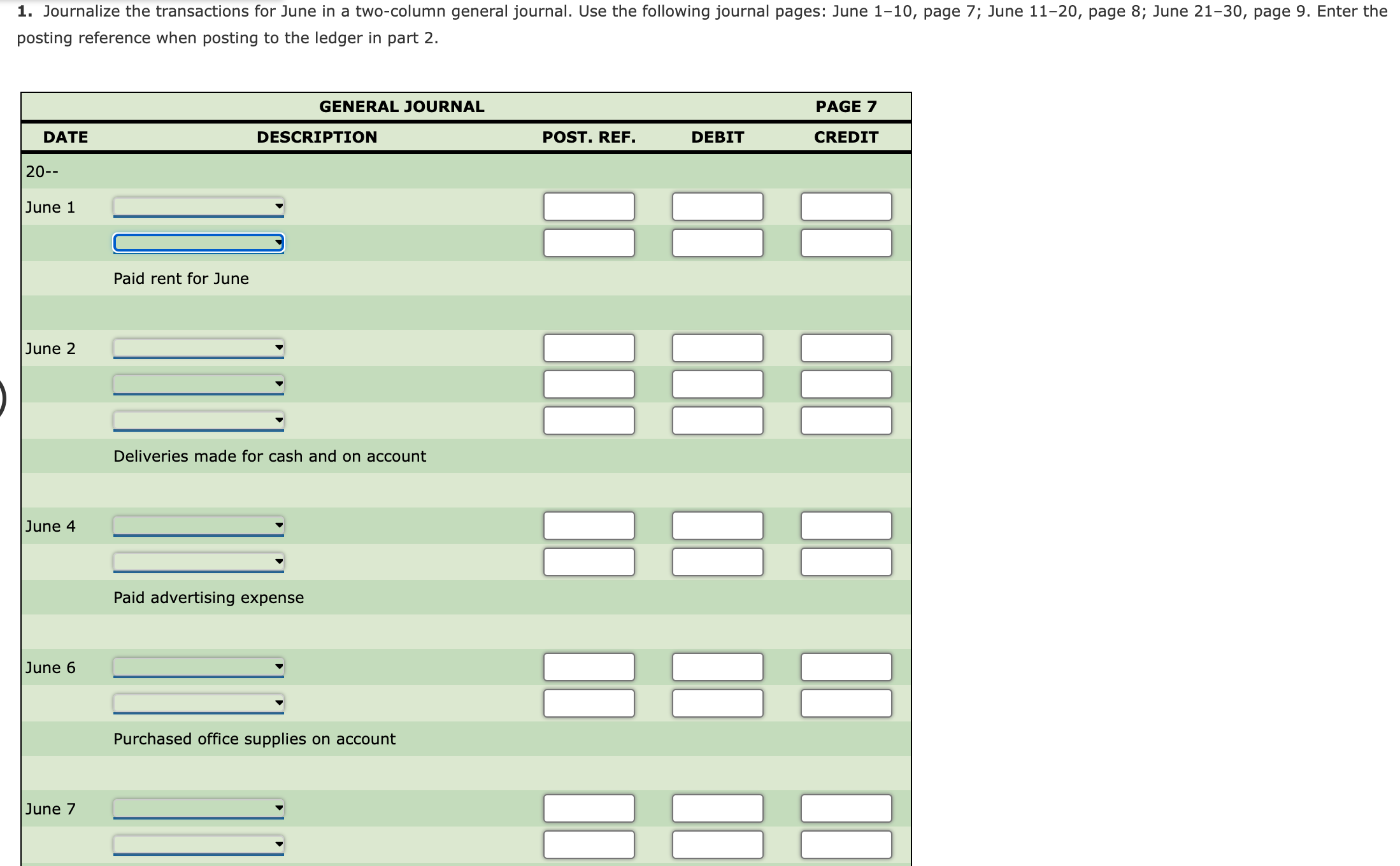 June 110, page 7 ; June 1120, page 8 ; June 2130,