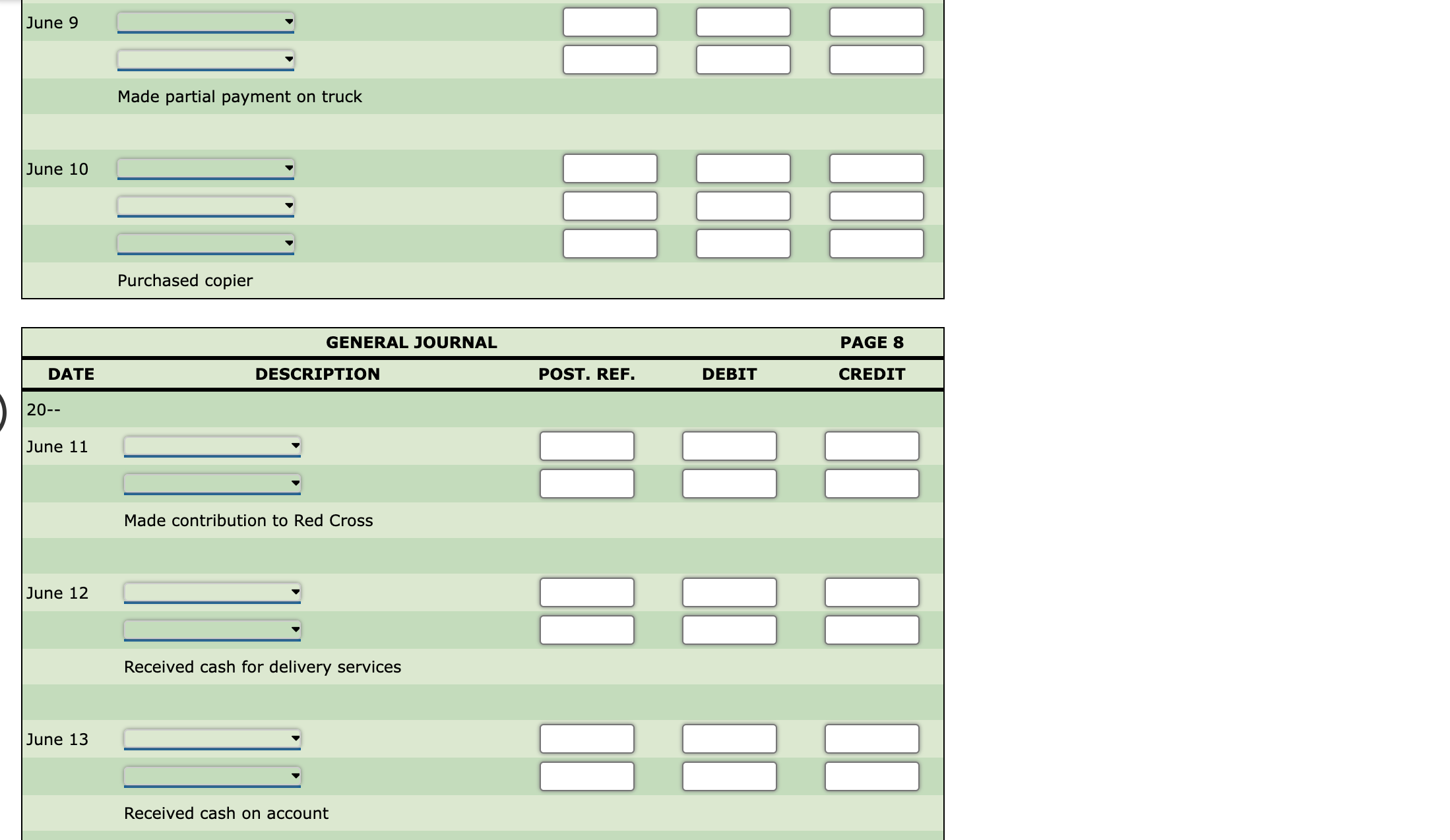 page 9 . Enter the posting reference when posting to the ledger