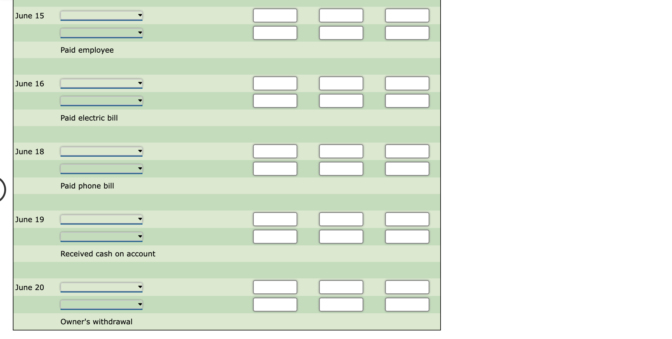 in part 2 . \begin{tabular}{|c|c|c|c|c|c|c|c|} \hline ACCOUNT & & \multicolumn{3}{|c|}{ Charitable Contributions