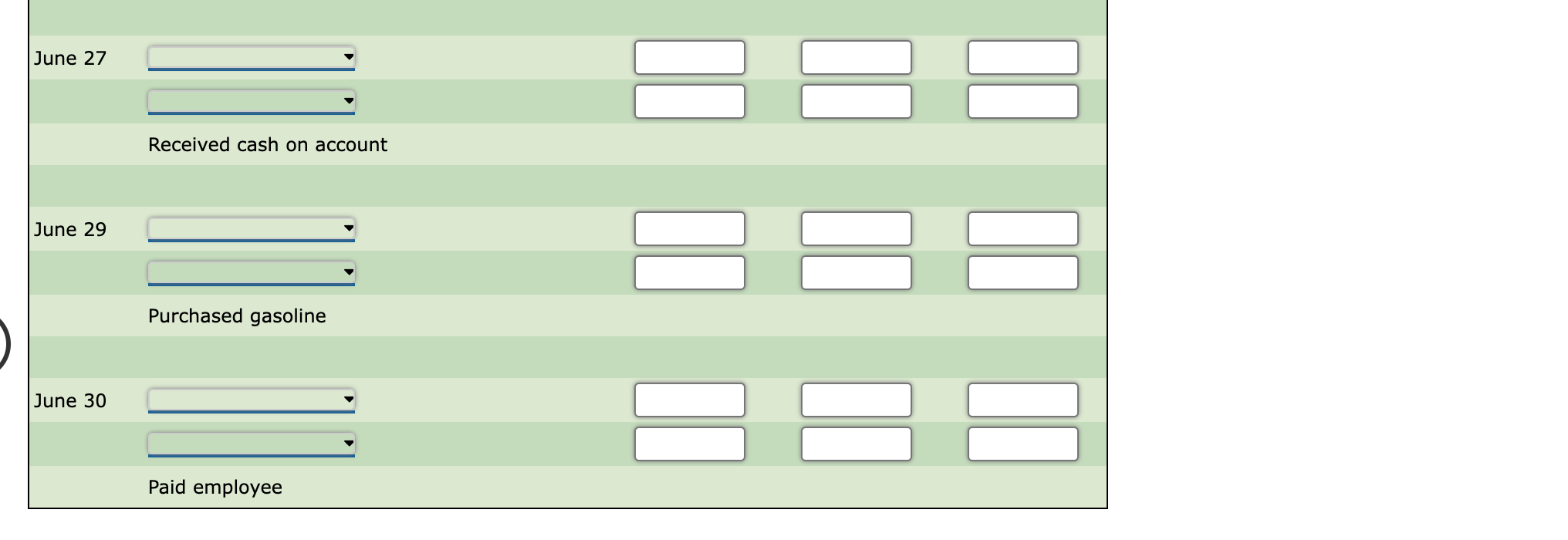 \hline & & & & & & \multicolumn{2}{|c|}{ BALANCE } \\ \hline
