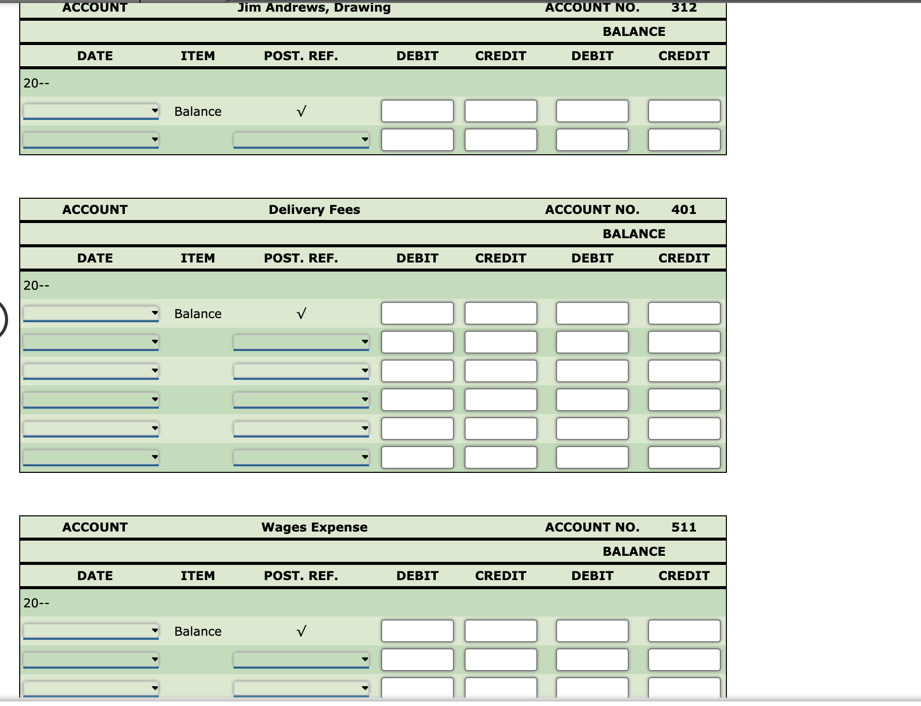 & & & \\ \hline \end{tabular} \begin{tabular}{|c|c|c|c|c|c|c|} \hline ACCOUNT & & Gas
