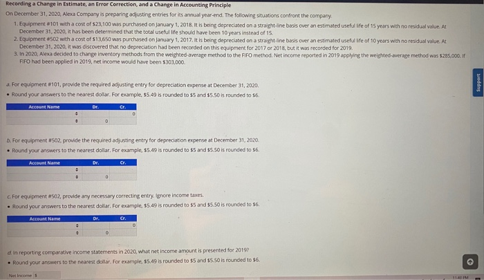 Recording a Change in Estimate, an Error Correction, and a Change