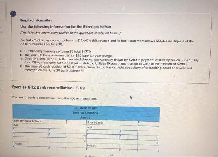  . 2 Required information Use the following information for the Exercises