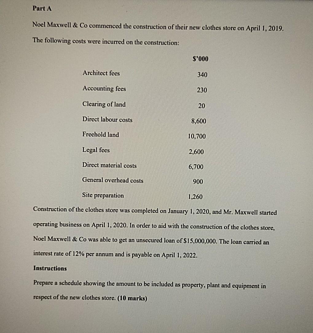 Please do this question Part A Noel Maxwell & Co commenced