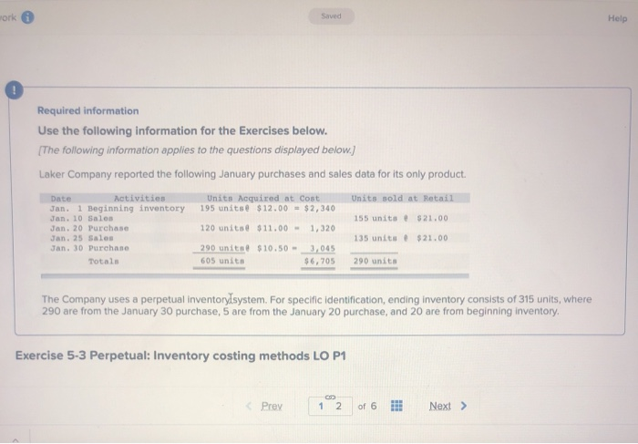  work saved Help Required information Use the following information for the