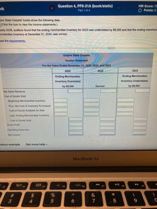 the icon to view the income statements.) arly 2026, auditors found that