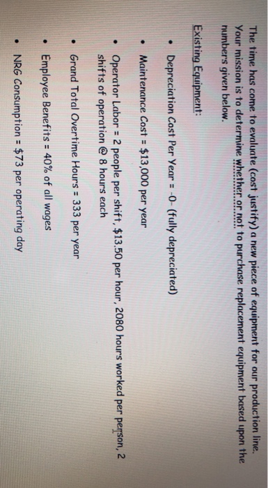  The time has come to evaluate (cost justify) a new piece