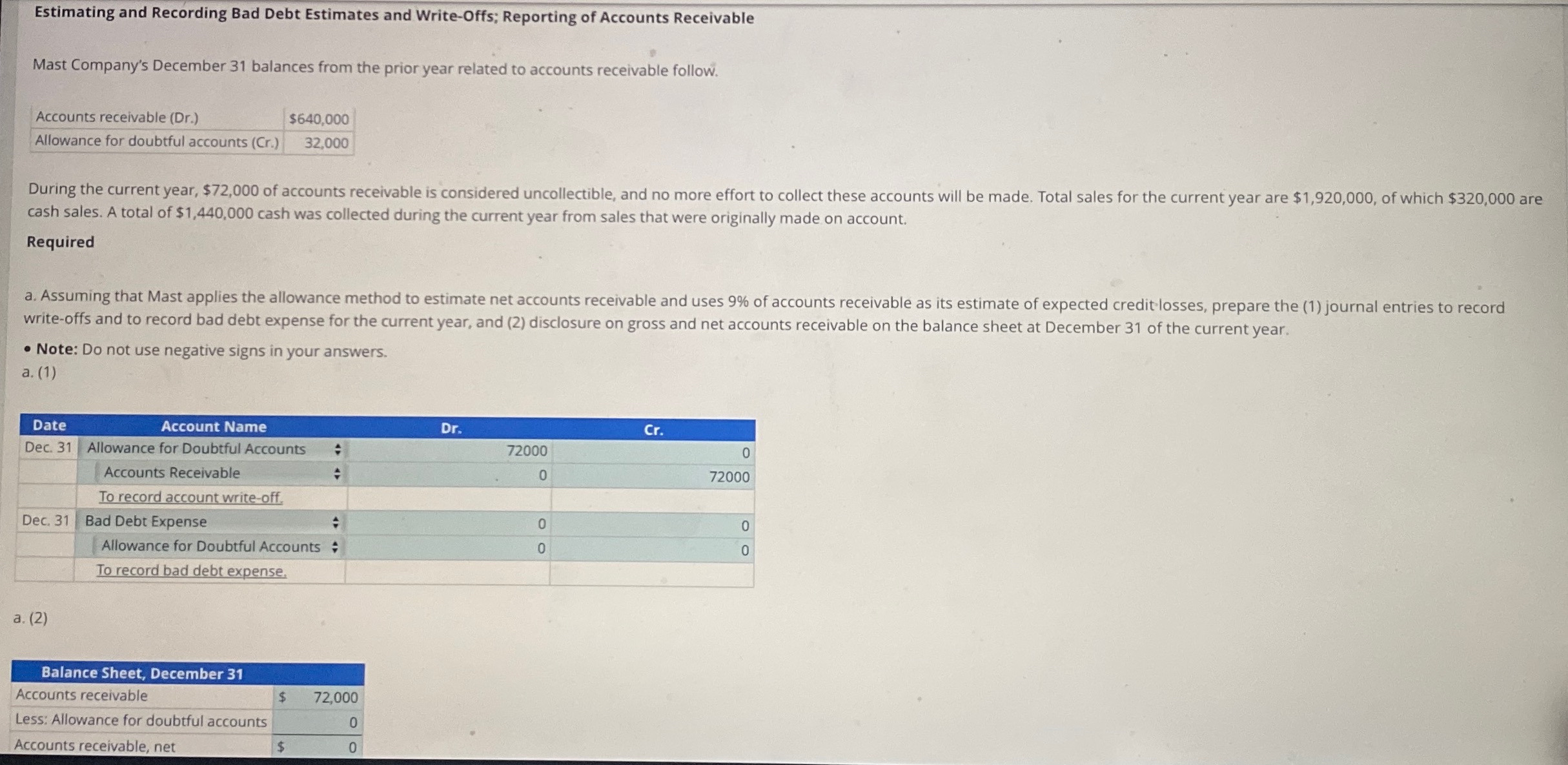  Estimating and Recording Bad Debt Estimates and Write-Offs; Reporting of Accounts