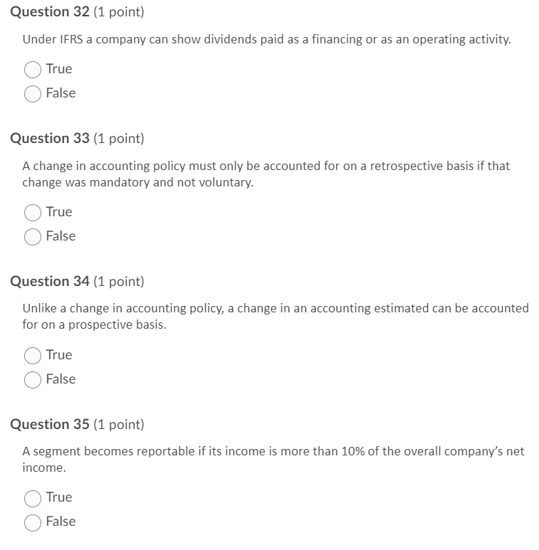Plesae help me with this True and false question Question 32 (1