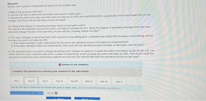 on the original dots 1. What is the product's CM tatio? 2