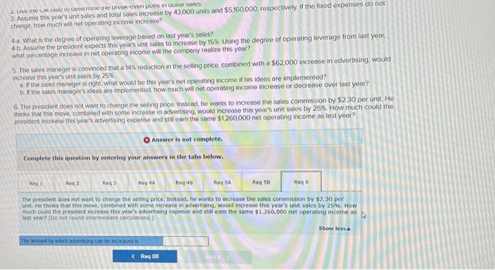 expects this years unin seles to increase by 15%. Using the degree