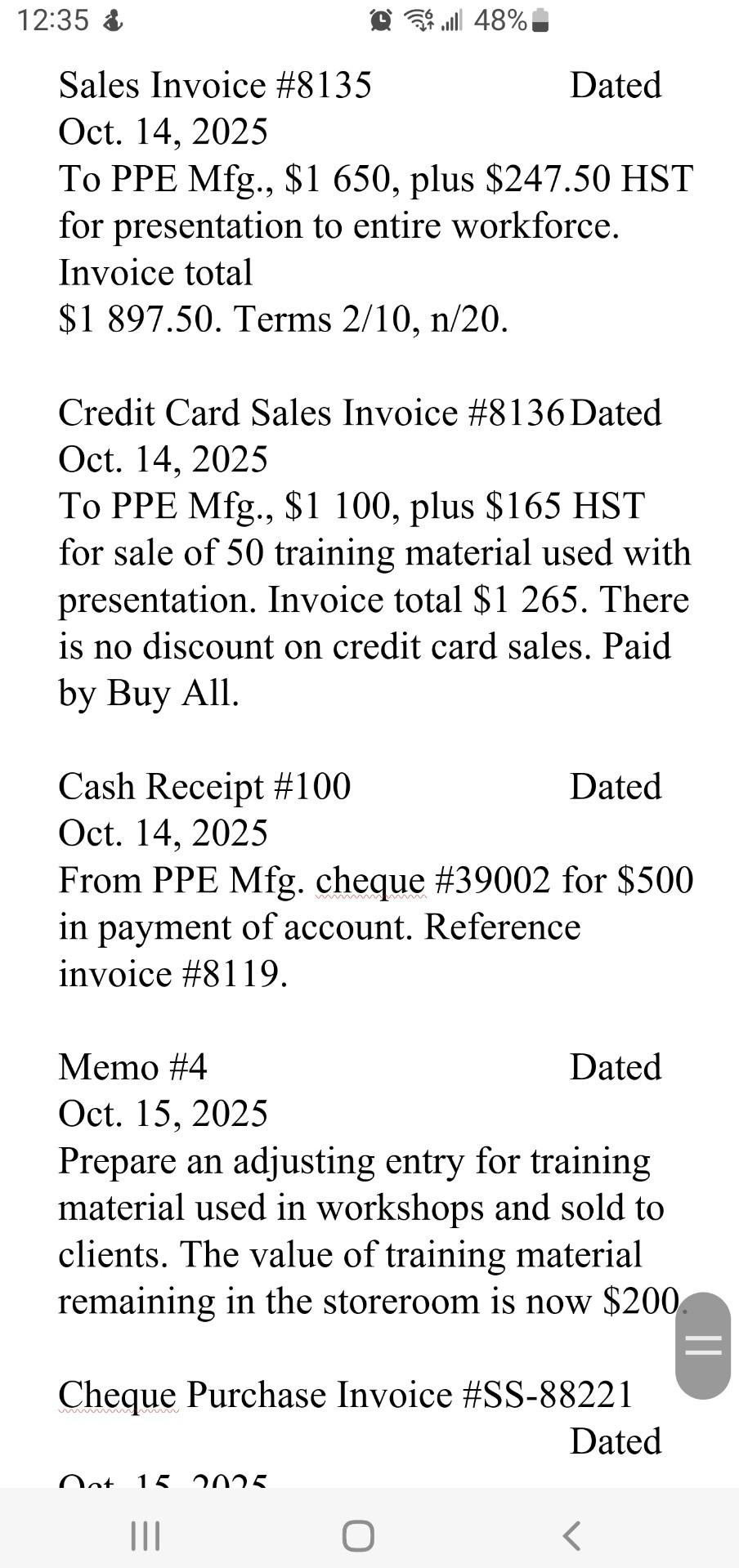 design and copy advertising brochures. Paid by Buy All. Payment Cheque \#1275