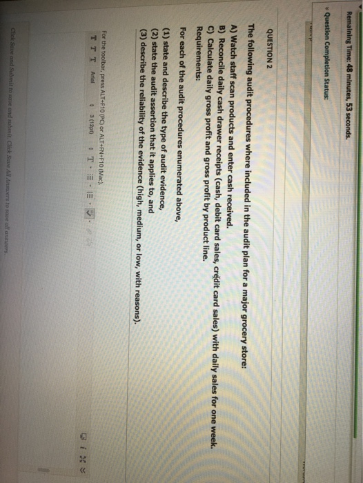  Remaining Time: 48 minutes, 53 seconds. Question Completion Status: QUESTION 2