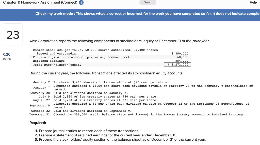 CH11 Q 23 Chapter 11 Homework Assignment (Connect) i Help Check