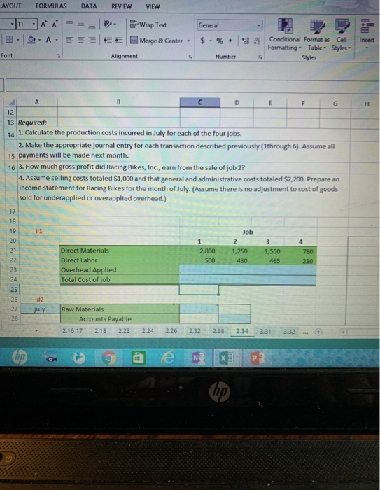 Calculating the Cost of Jobs, Making Journal Entries, and preparing an income