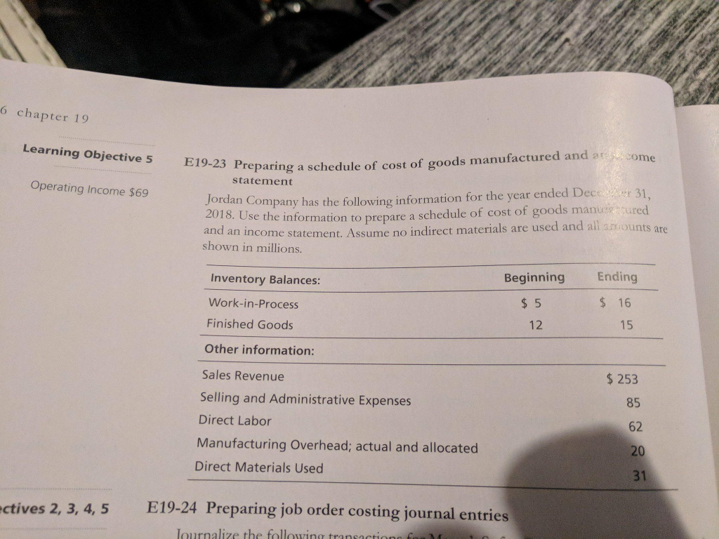  6 chapter 19 Learning Objective 5 E19-23 s reparing a schedule