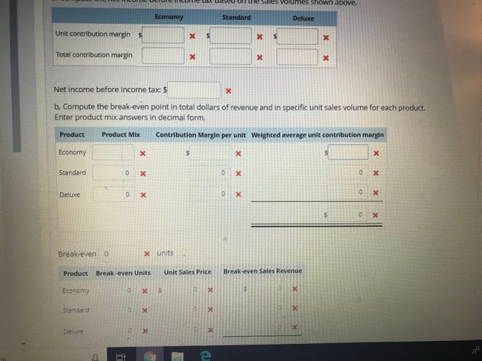 out of 3.00Flag question Multiple Product Break-Even and Net Income Planning Grand