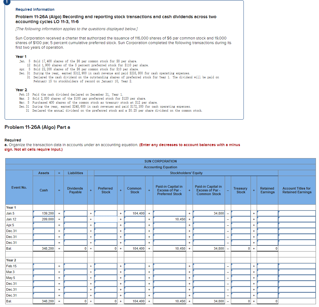 Please Help Required Information Problem 11-26A (Algo) Recording and reporting stock