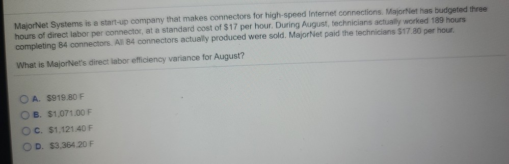  MajorNet Systems is a start-up company that makes connectors for high-speed