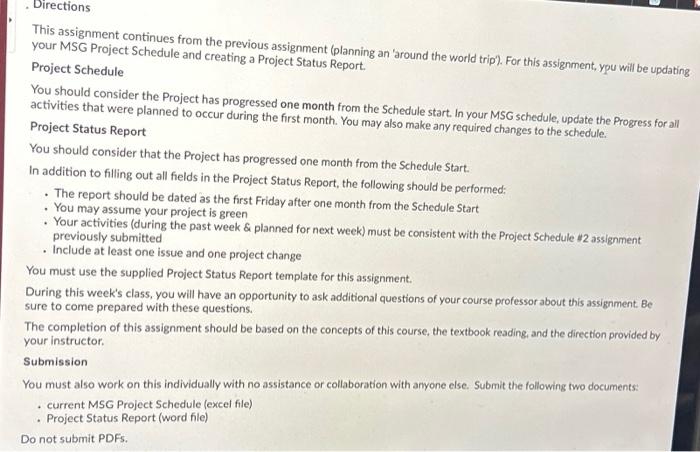  Directions This assignment continues from the previous assignment (planning an 'around