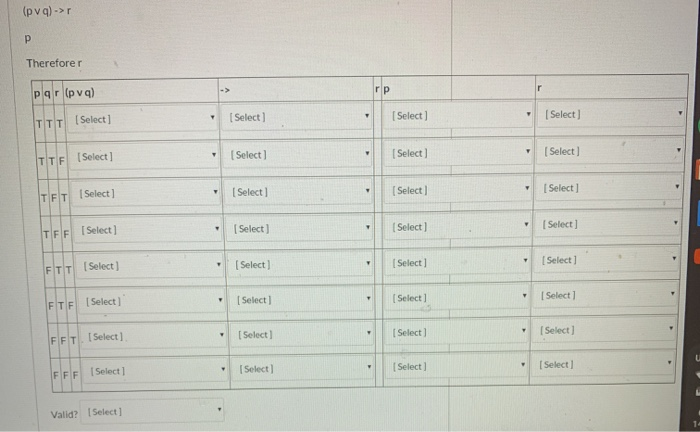  (pvq)-> Thereforer par (pva) TTT (Select) Select Select) Select] Select] Select
