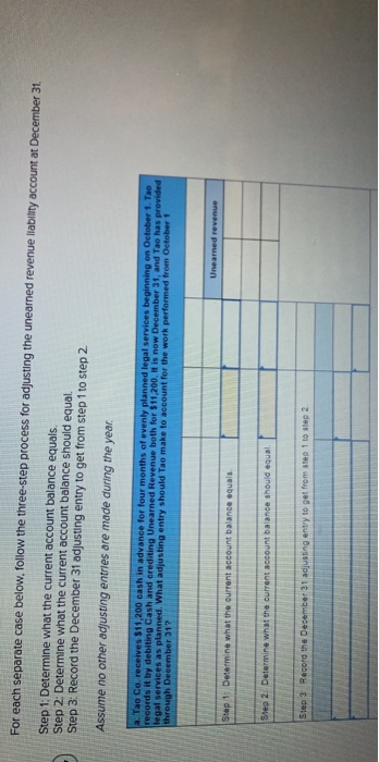  For each separate case below, follow the three-step process for adjusting