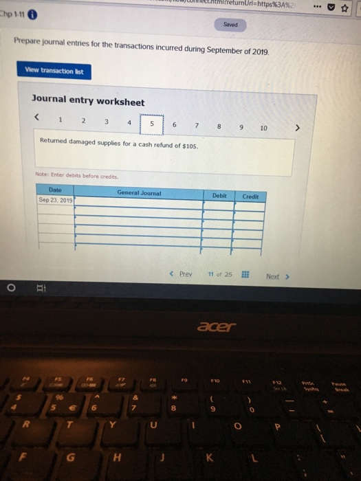 in full payment 20 Purchased supplies for $390: paid imediately with Check