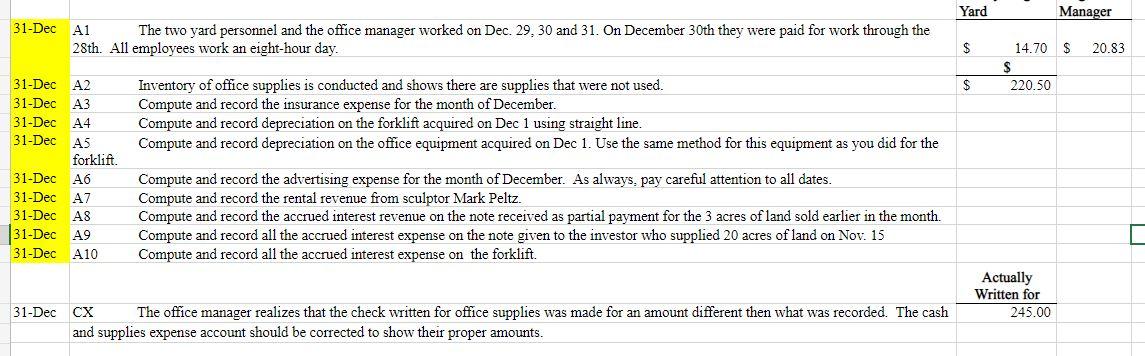 please November data if needed: December Activity to review and record, respond