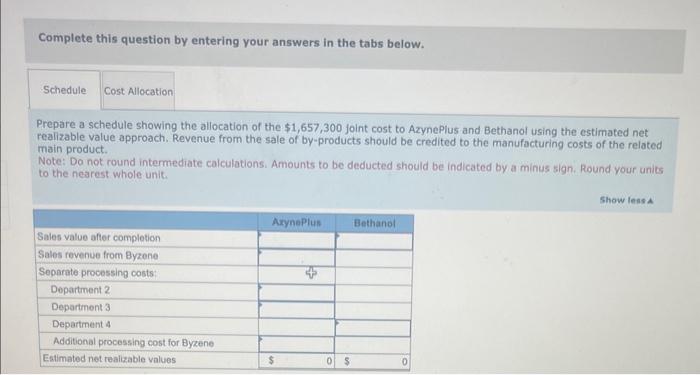 of its main production facility. Out of the joint process in Department