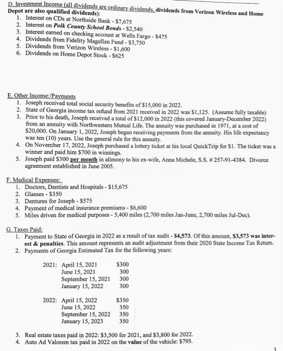 necessary schedules, worksheets, and attachments, for the following taxpayers: A. General Information: