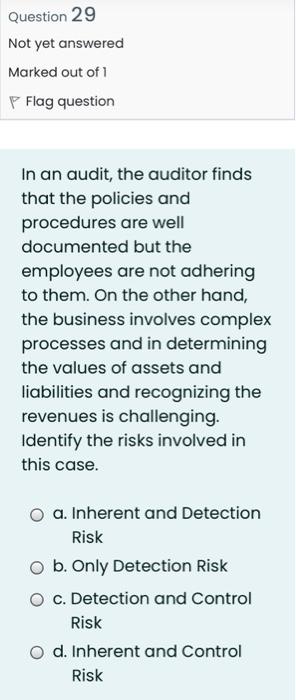 forget your favor ,principales of auditing Question 27 Not yet answered Marked