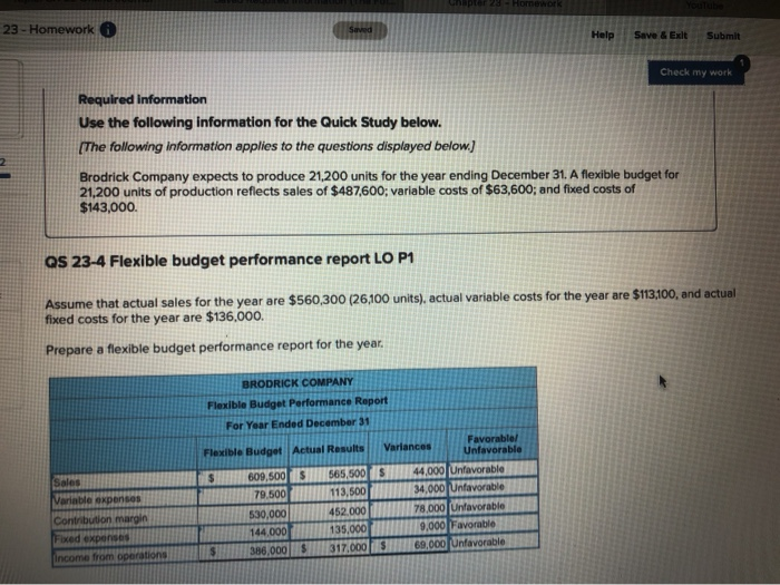  23 - Homework Save & Exit Submit Check my work Required