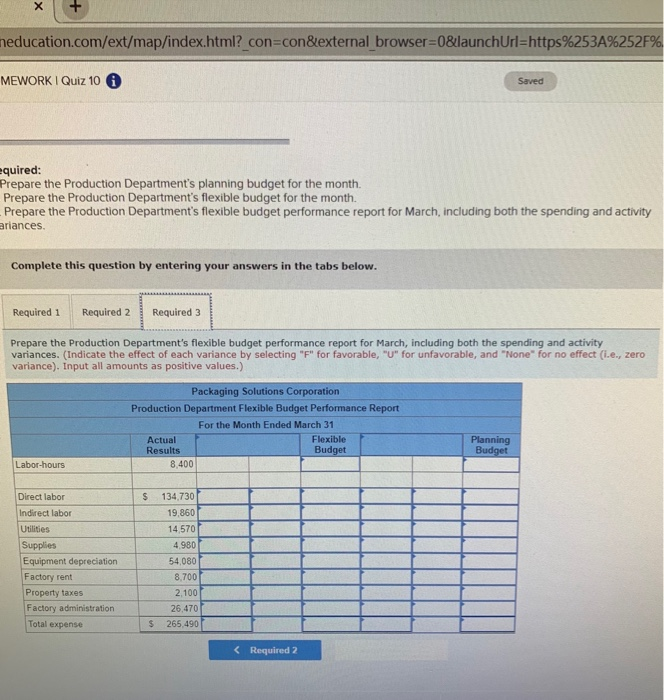 are prepared monthly for each department. The planning budget and flexible budget