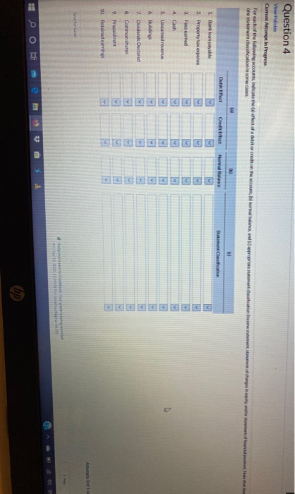  Question 4 View Polides Current Attemptin Progress For each of the