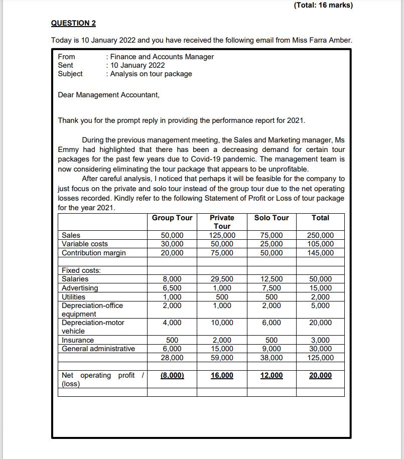 T ype or paste question here (Total: 16 marks) QUESTION 2 Today