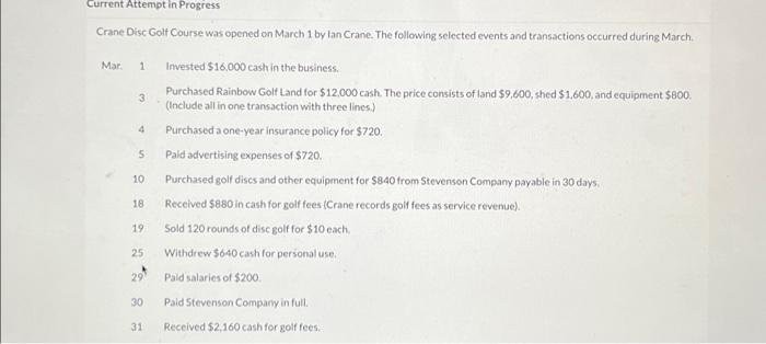  Current Attempt in Progress Crane Disc Golf Course was opened on