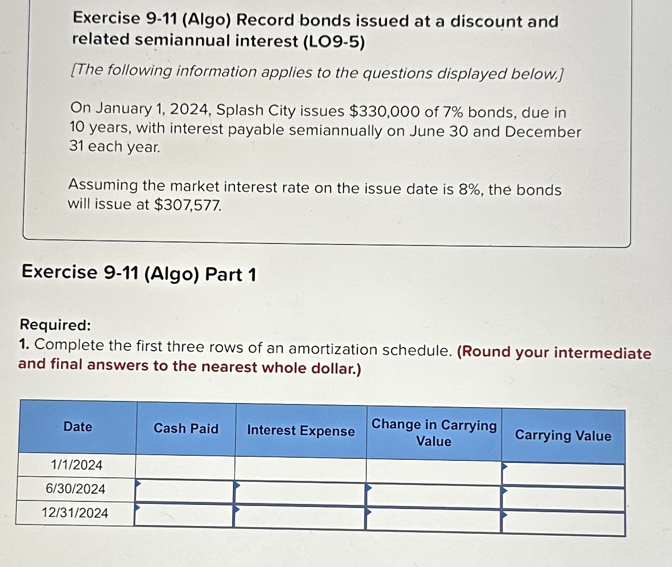 Step 2 record journal entry Exercise 9-11 (Algo) Record bonds issued at