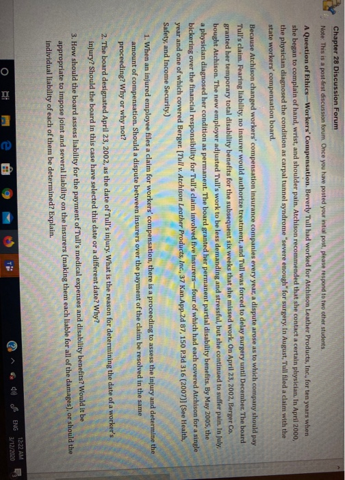 Once you have posted your initial post, please respond to two other