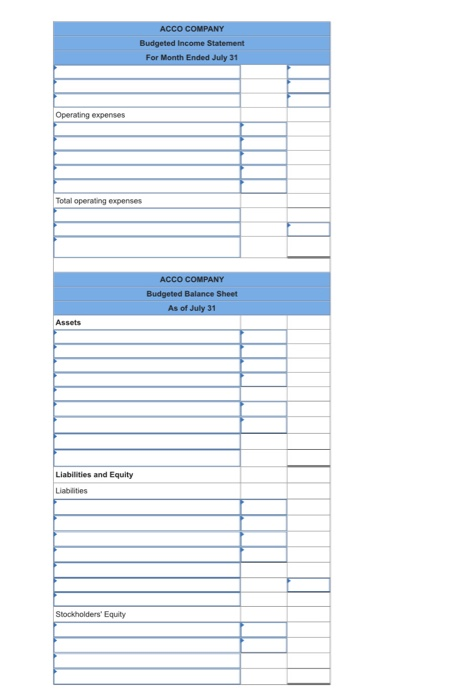ANSWERS VERY CLEAR. Following information relates to Acco Co. a. Beginning cash