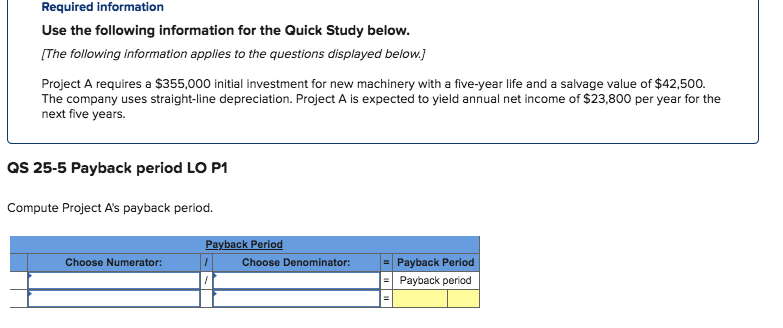  Required information Use the following information for the Quick Study below.